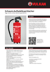 Produktdatenblatt Schaum-Aufladefeuerlöscher S 6 H, S 9 H, Sf 6 H und Sf 9 H